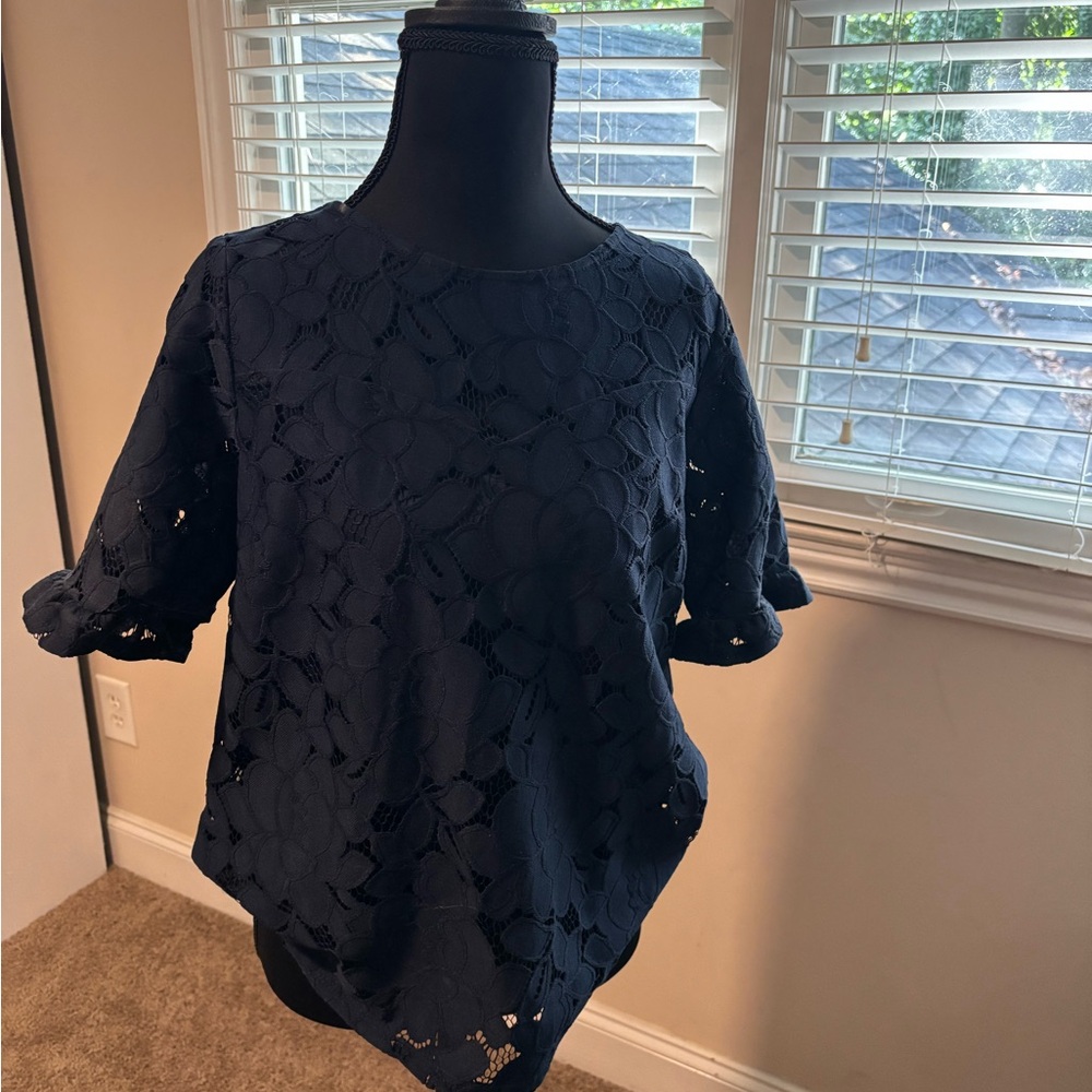Monteau Midnight Blue Lace Blouse